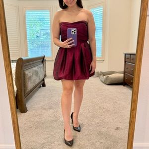 Aidan Mattox Burgundy Strapless Mini Dress Size 10